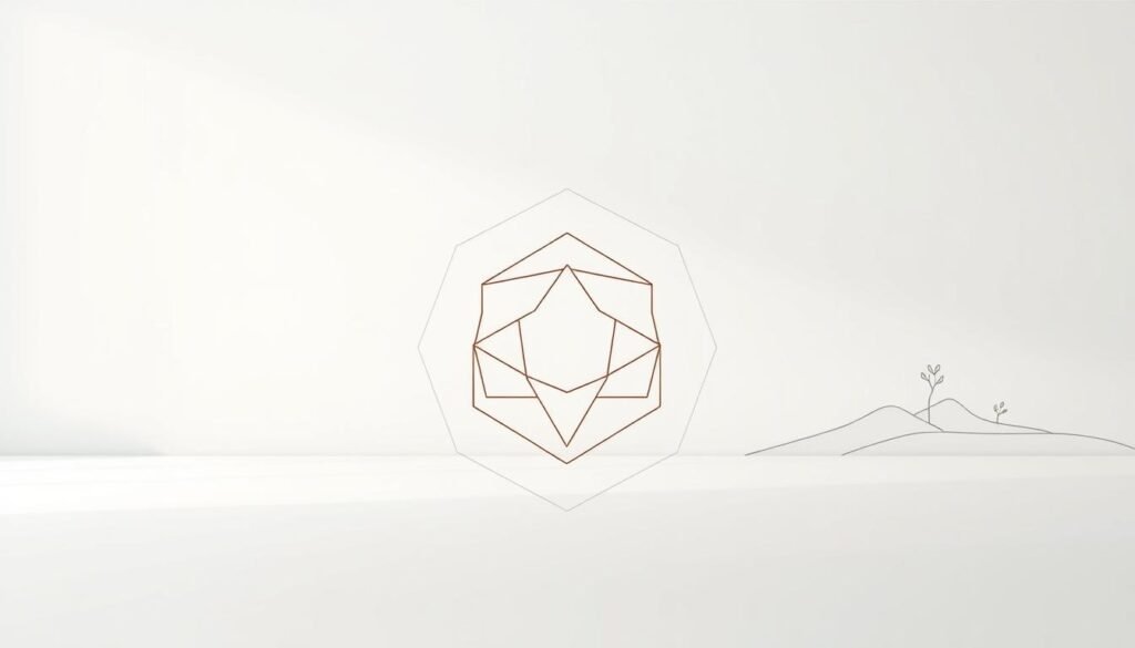 A thoughtfully designed personal growth framework, depicted against a serene, minimalist backdrop. In the foreground, a series of interconnected geometric shapes, each representing a key aspect of self-improvement - mental, physical, emotional, and spiritual. The shapes are arranged in a harmonious, visually striking pattern, suggesting the holistic nature of personal growth. The middle ground showcases a subtle, muted color palette, with soft gradients and gentle lighting, creating a calming, introspective atmosphere. In the background, a simple, elegant line art illustration - perhaps of a tree or a mountain range - symbolizing the journey of personal growth and the expansive possibilities it holds. The overall composition is clean, well-balanced, and evocative, inviting the viewer to reflect on the multi-faceted nature of personal development and the importance of crafting a framework to support it.
